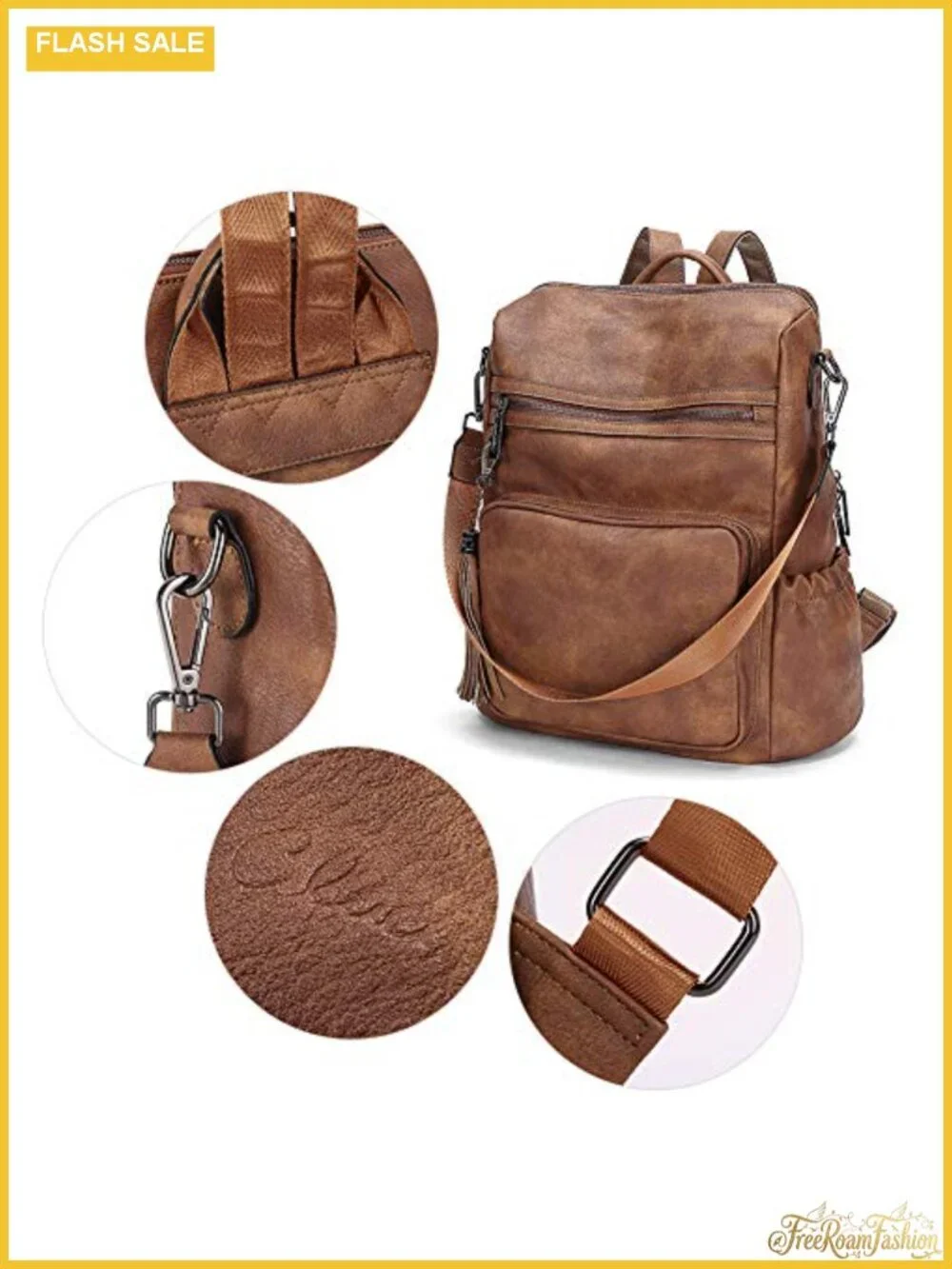 Vegan Leather Convertible Backpack Purse for Women, Travel Work Bag